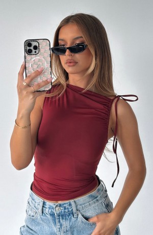 White Fox Ever Mine Women Tops Burgundy | NZ BDTG-63728