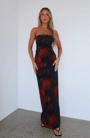 White Fox Leave You Alone Maxi Women Dress Deep Burgundy | NZ ADMJ-74163