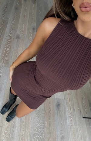 White Fox Let's Stay Up Mini Women Dress Chocolate | NZ RDEL-58317