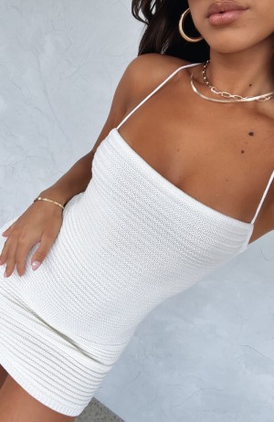 White Fox Loved By You Crochet Mini Women Dress White | NZ JPDH-97834