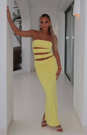 White Fox Midnight Rain Maxi Women Dress Lemon | NZ CJQZ-09216
