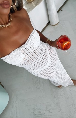 White Fox Paradise Feeling Maxi Women Dress White | NZ OPRL-08451