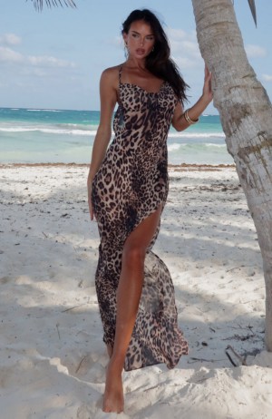 White Fox Secret Sounds Maxi Women Dress Cheetah | NZ KEBJ-84215