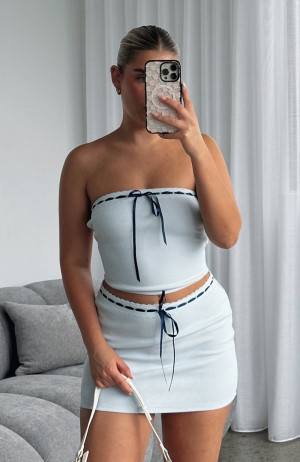 White Fox Some You Win Mini Women Skirts Blue | NZ EMAY-01432