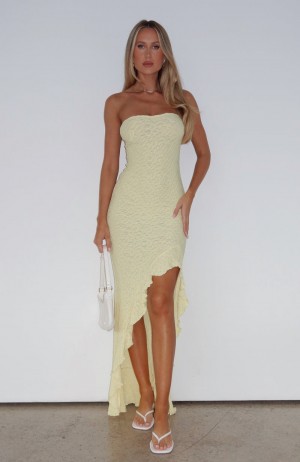 White Fox Your Fantasy Maxi Women Dress Lemon | NZ PAFQ-14736